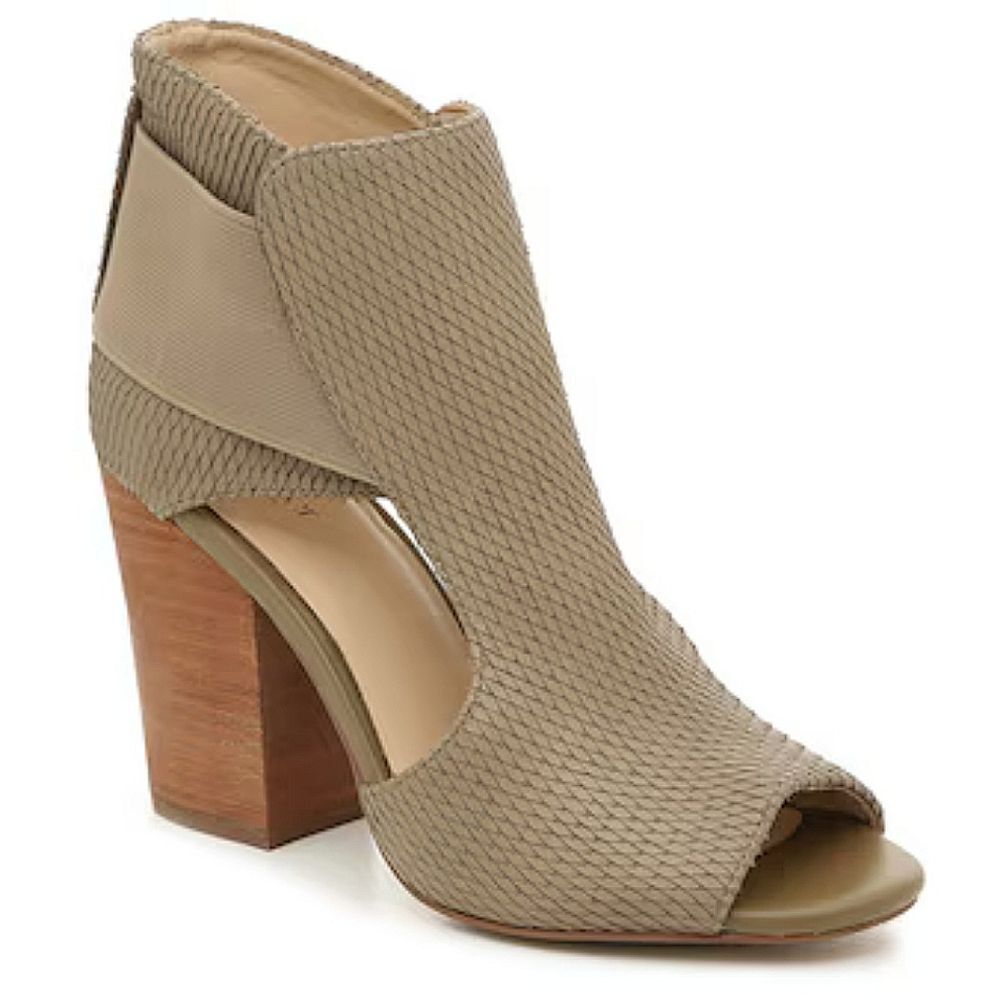 Botkier Leather Maddy Peep Toe Bootie Heels in Light Olive Green Women's 8.5